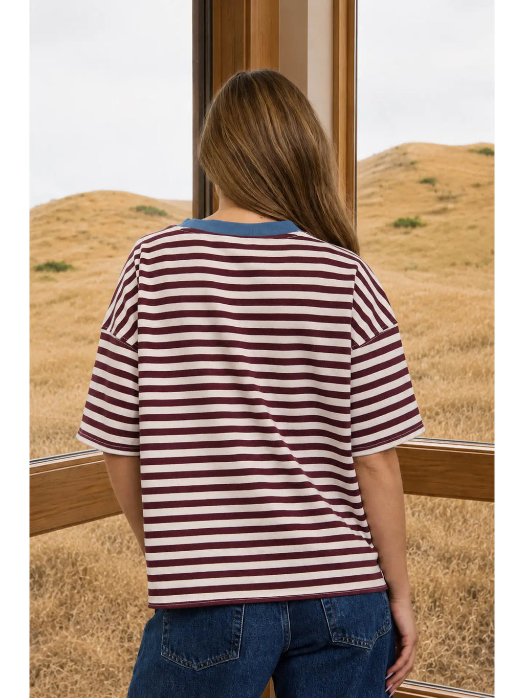 Stripe Shirt- Burgundy