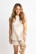 Neutral Eyelet Button Shorts