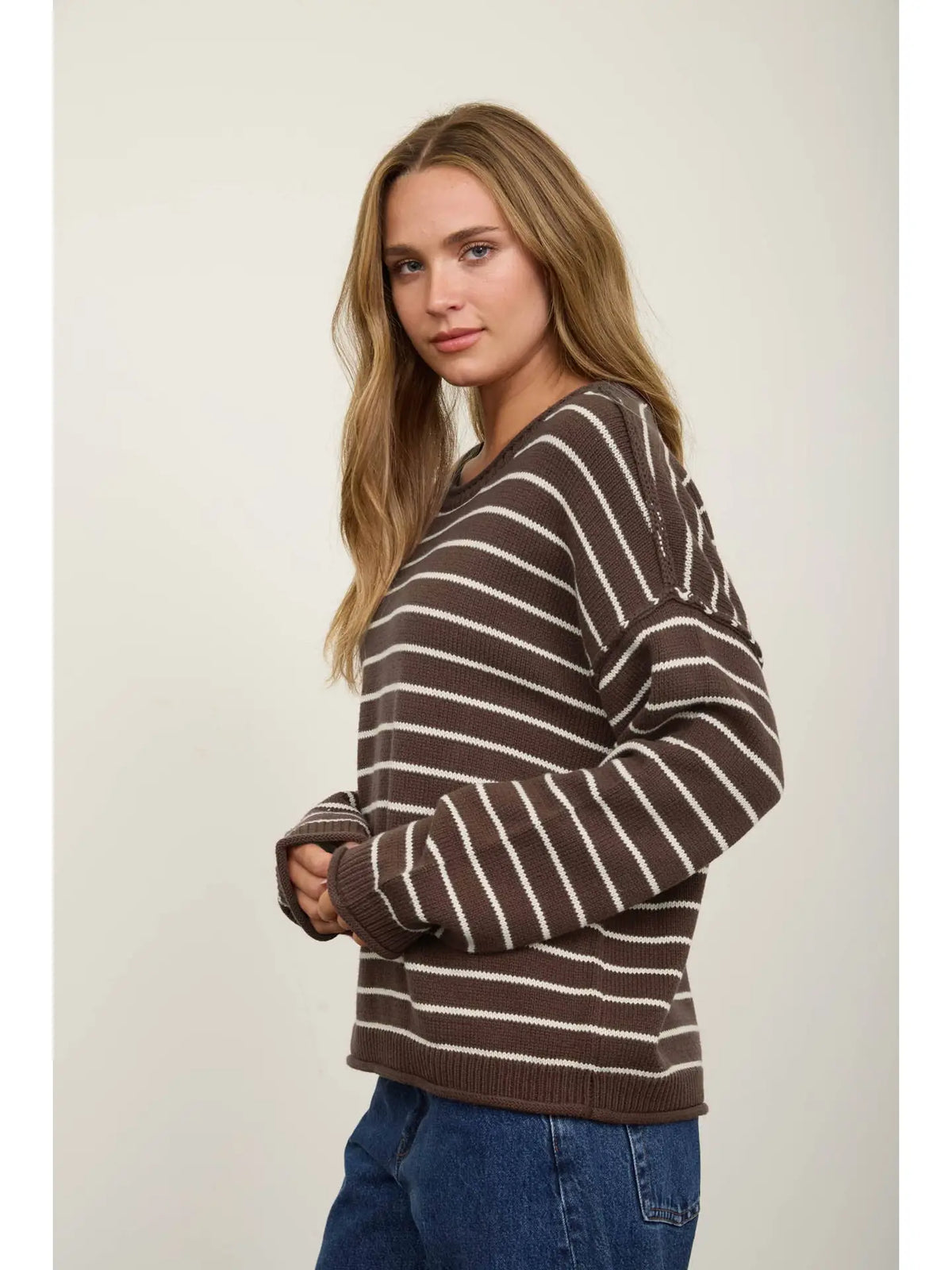 Stripe Sweater- Chocolate & Cream