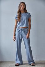 Blue Striped Flare Pant
