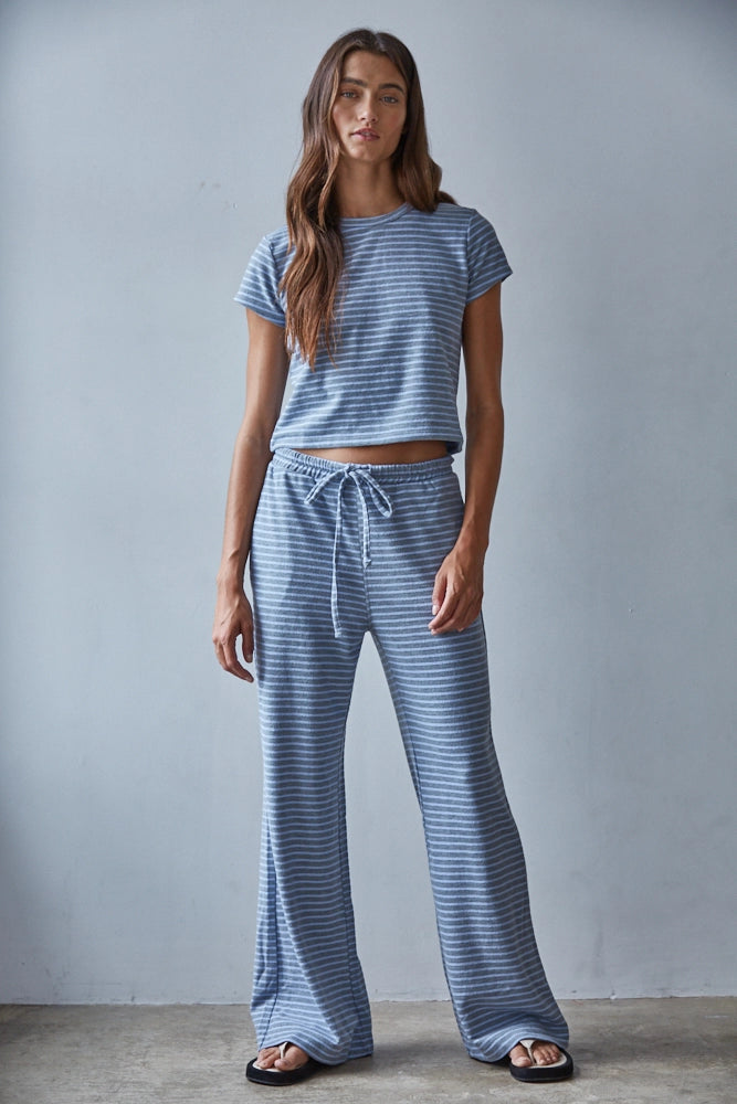 Blue Striped Flare Pant