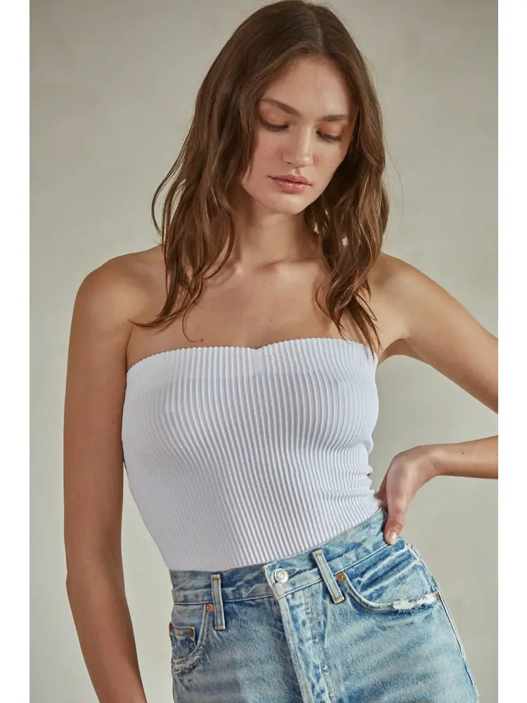 Ribbed Tube Top White
