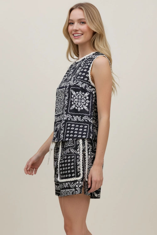 Bandana Patchwork Pattern Shorts