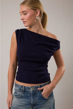 Navy Asymmetrical Top