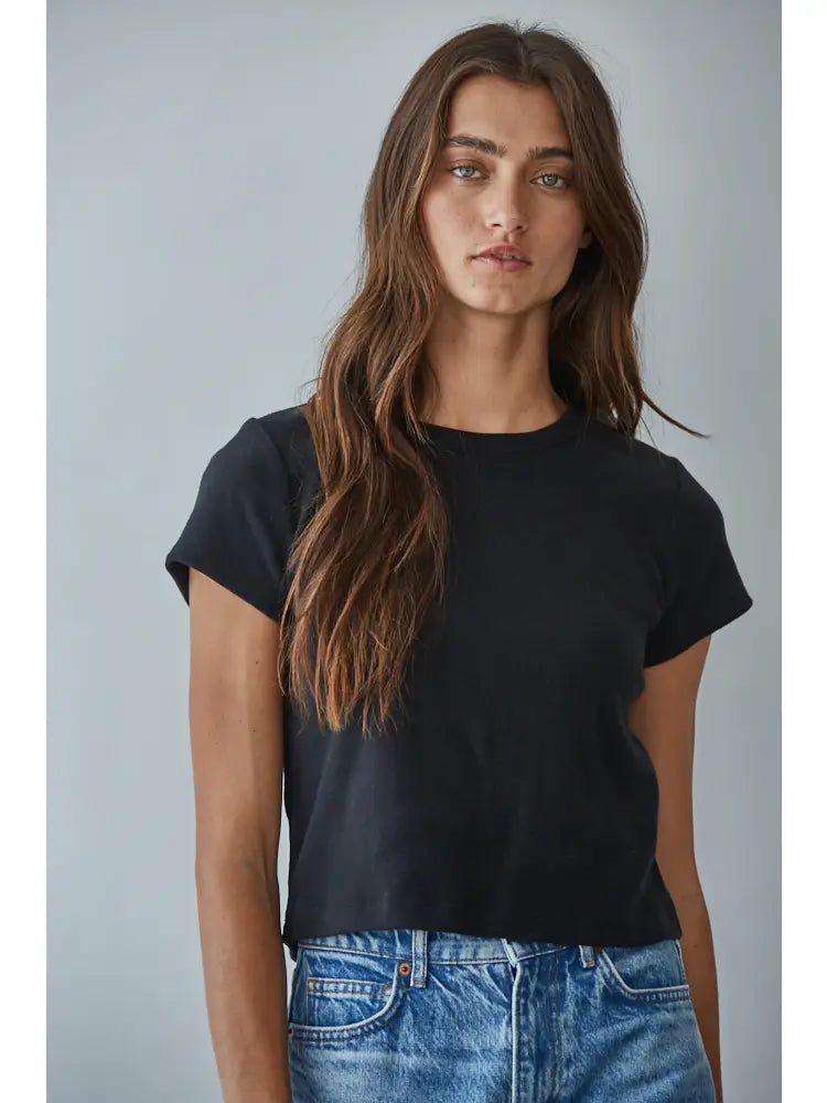 Black Round Neck Short Sleeve T-Shirt