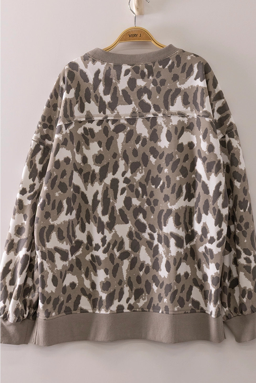 Gray Abstract Leopard Pullover