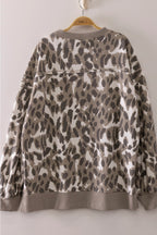 Gray Abstract Leopard Pullover