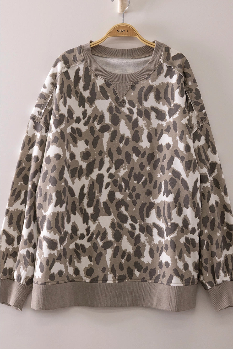 Gray Abstract Leopard Pullover