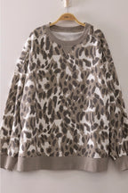 Gray Abstract Leopard Pullover