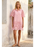 Baby Pink Scallop Embroidered Mini Dress