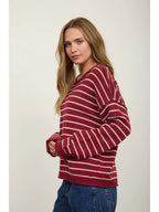 Stripe Sweater- Burgundy & Cream