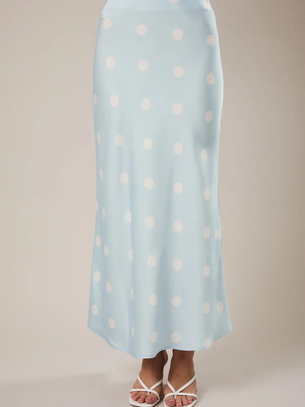 Satin Midi Skirt in Polka Dot