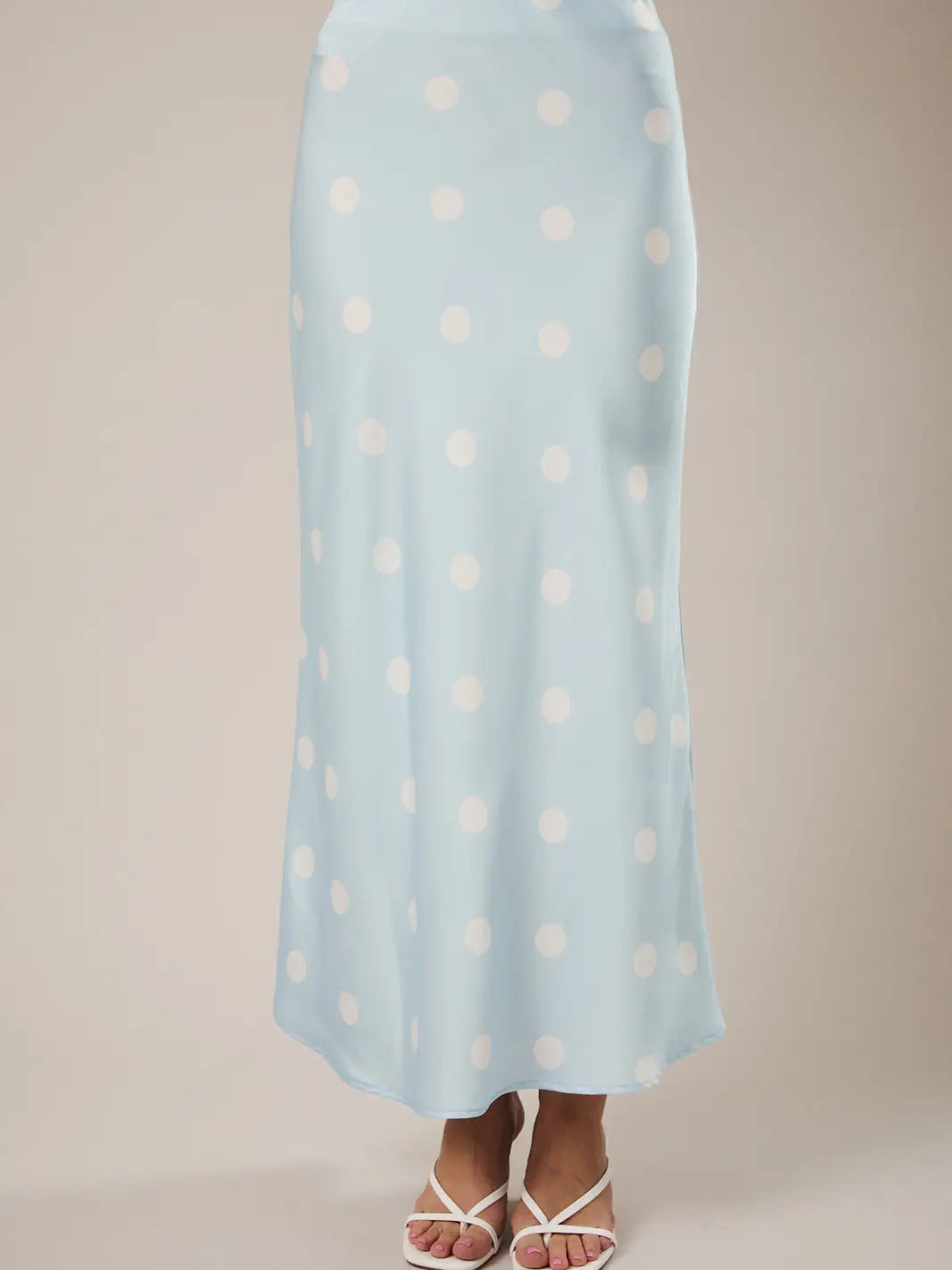 Satin Midi Skirt in Polka Dot