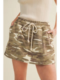 Rope Drawstring Camo Skort