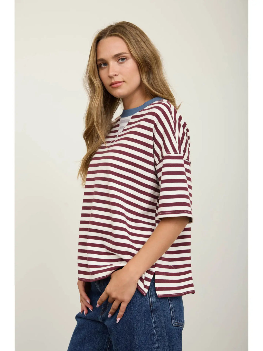Stripe Shirt- Burgundy