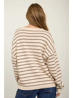 Stripe Sweater- Cream & Brown