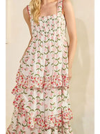 Tiered Floral Pink Maxi