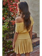 Yellow Asymmetrical Neck Mini Dress