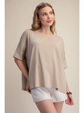Oversized Round Neck Tee -Taupe