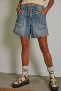 Denim Drawstring Waist Band Shorts