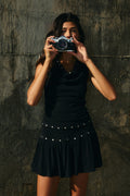 Black Low Rise Studded Skirt