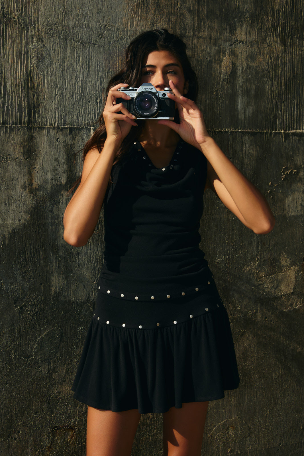 Black Low Rise Studded Skirt