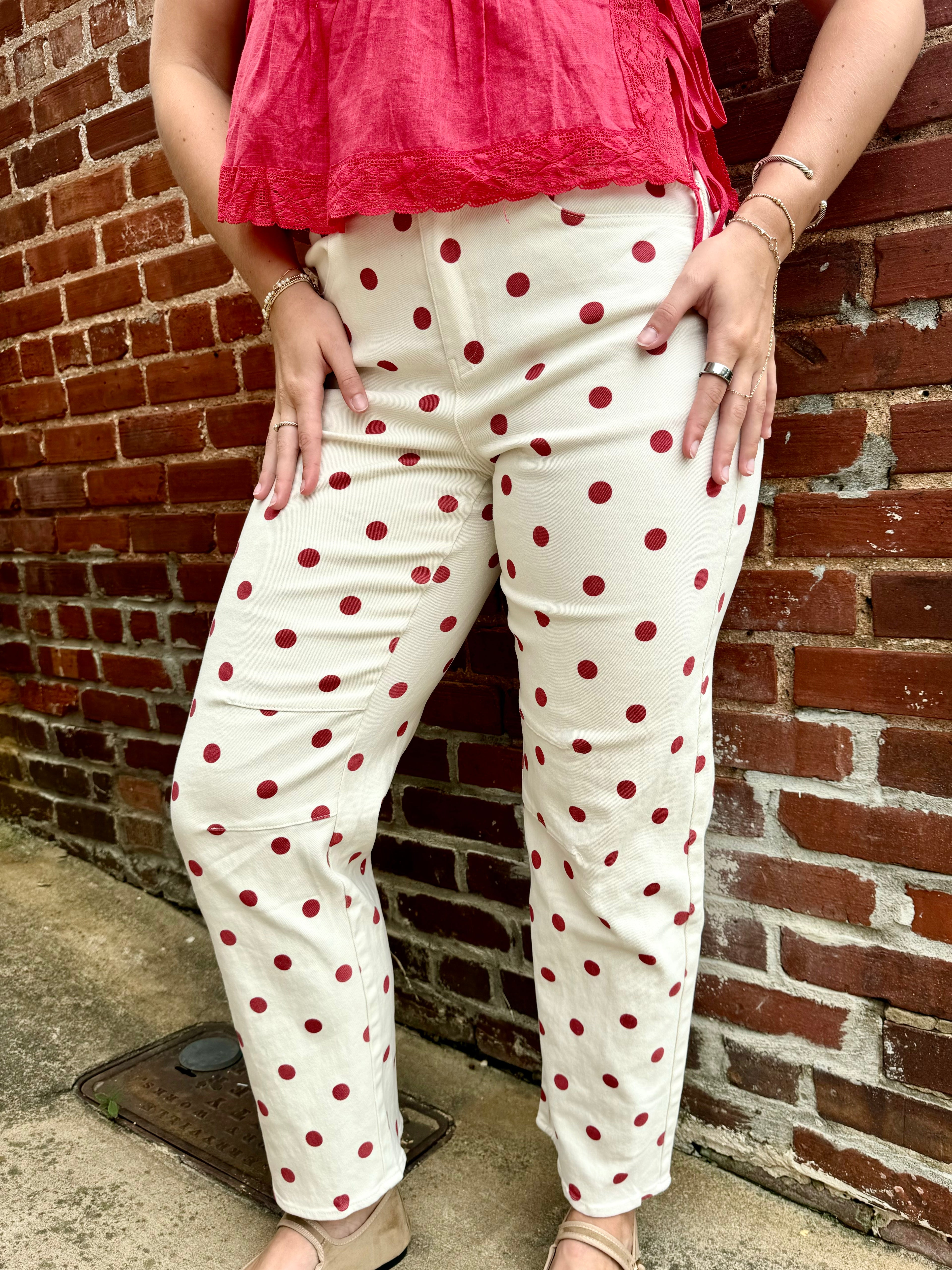 Polka Dot Barrel Pants