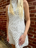 Polka Dot Boat Neck Sleeveless Dress