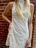 Polka Dot Boat Neck Sleeveless Dress