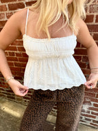 Lace Trim Smock Eyelet Top