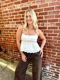 Lace Trim Smock Eyelet Top