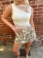 Cream Lace Trim Top