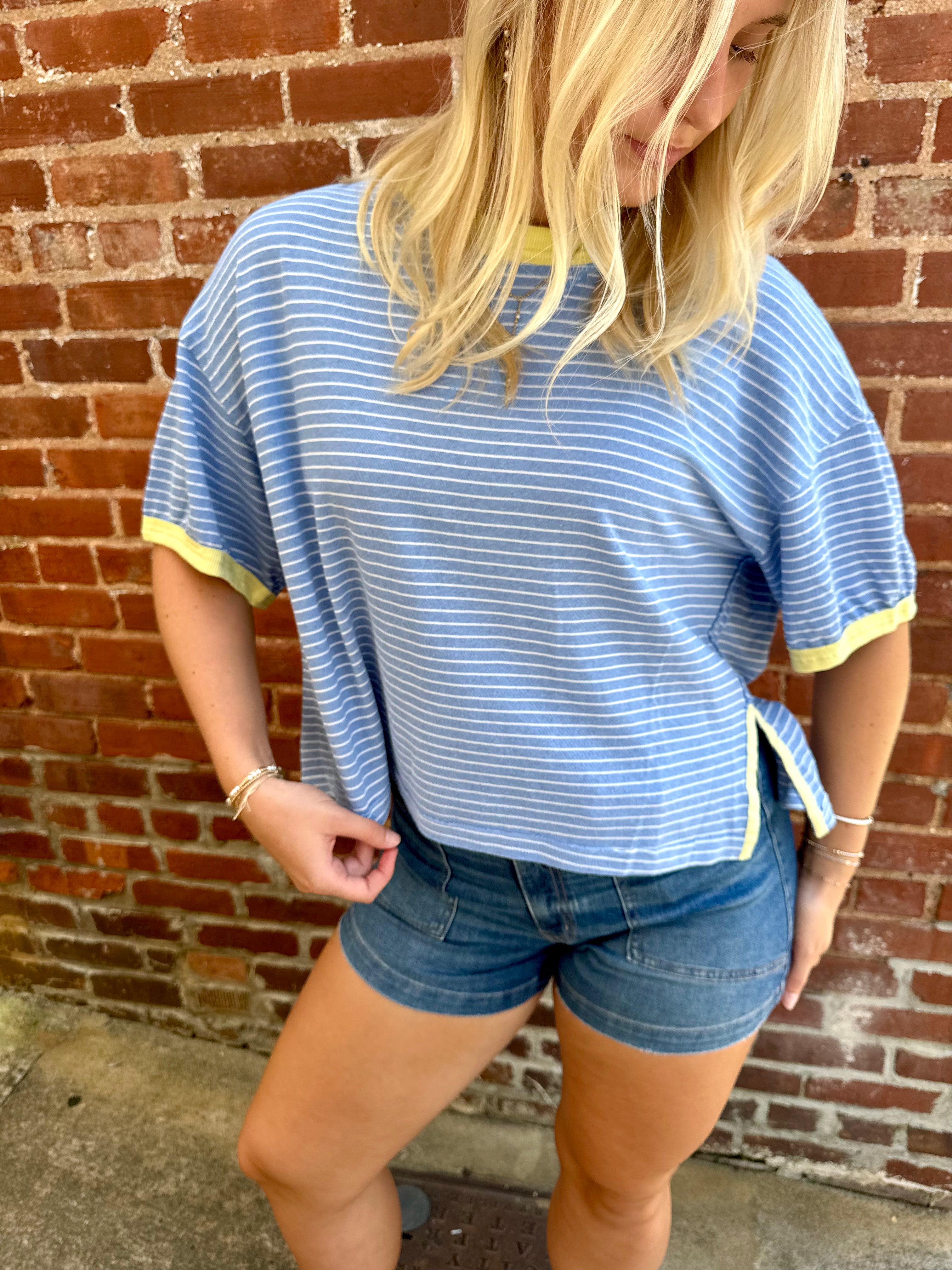 Yellow & Blue Stripped Tee