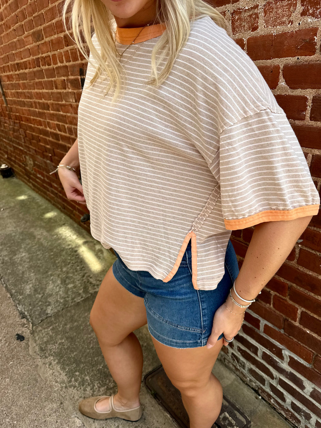 Orange & Tan Striped Tee