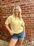 Yellow Rolled Neck Cardigan Tee