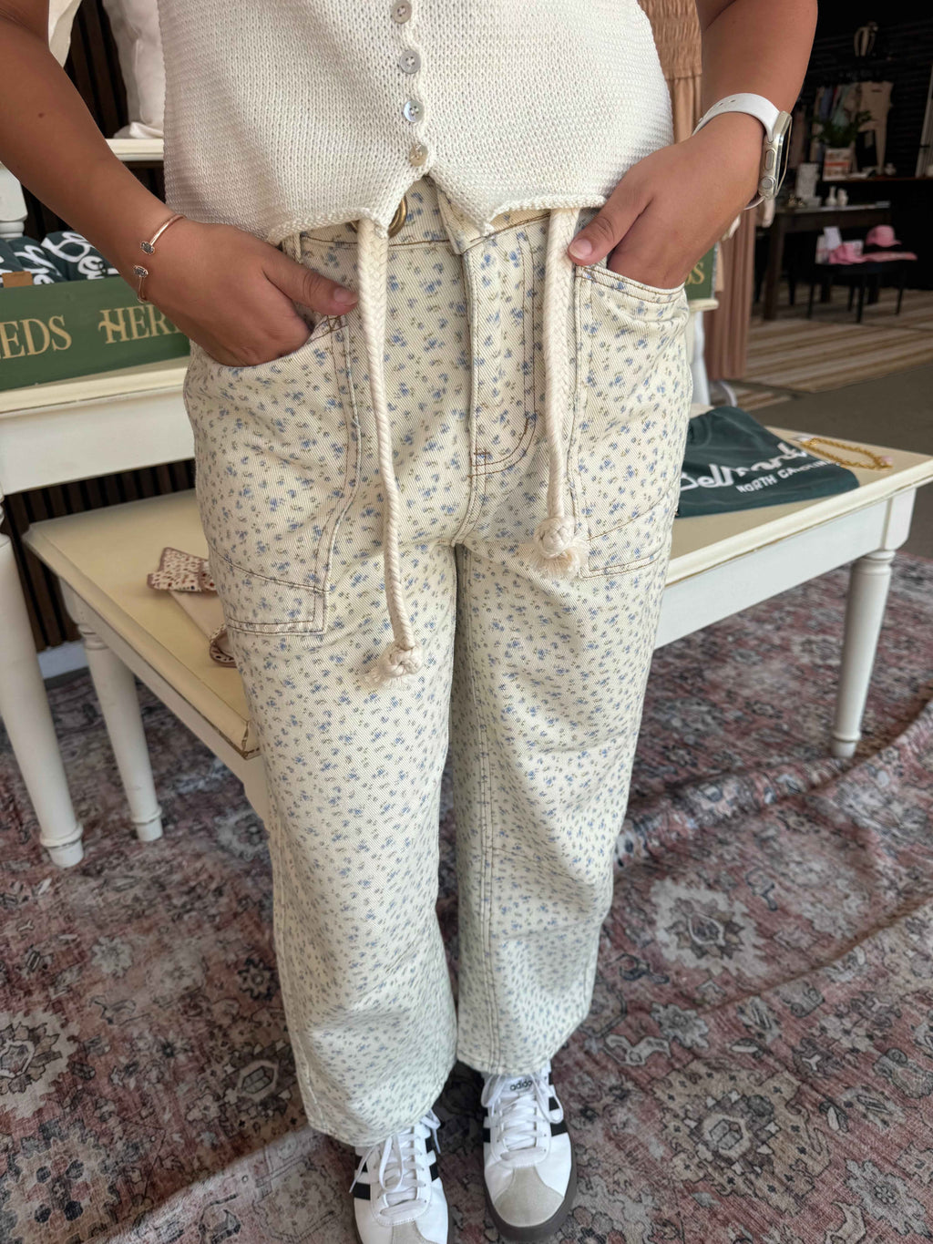 Floral Patch Barrel Jeans
