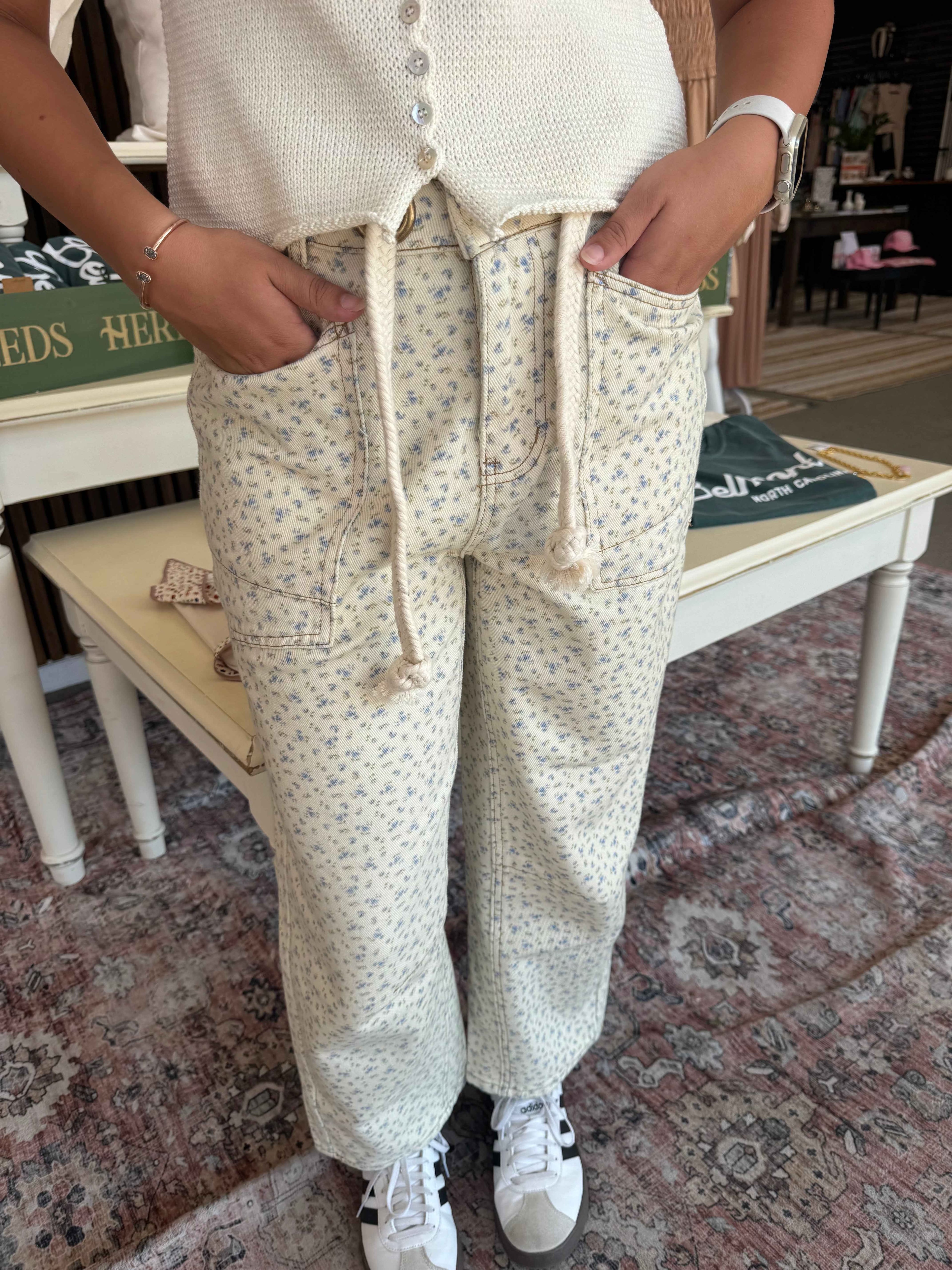 Floral Patch Barrel Jeans