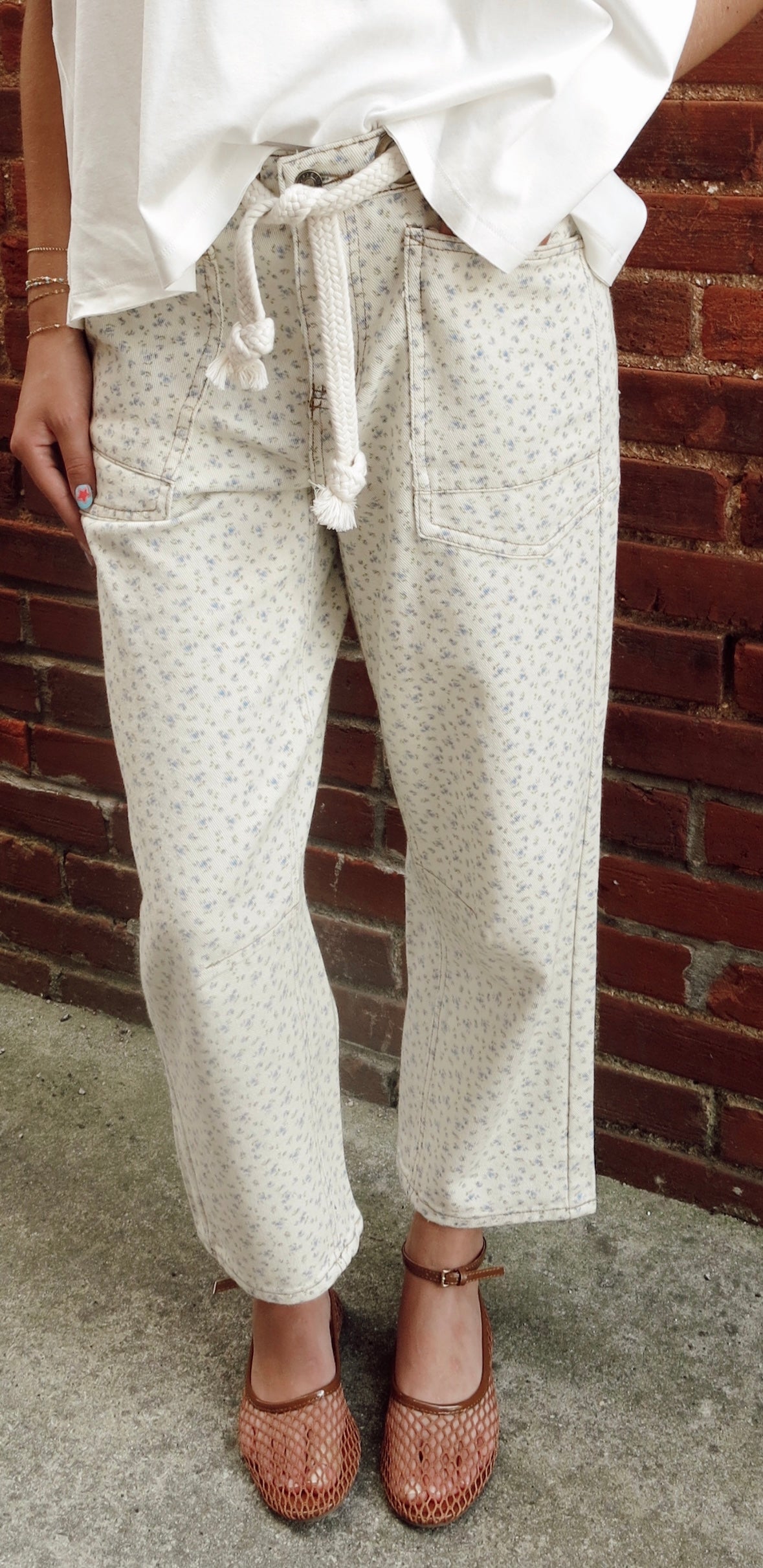 Floral Patch Barrel Jeans