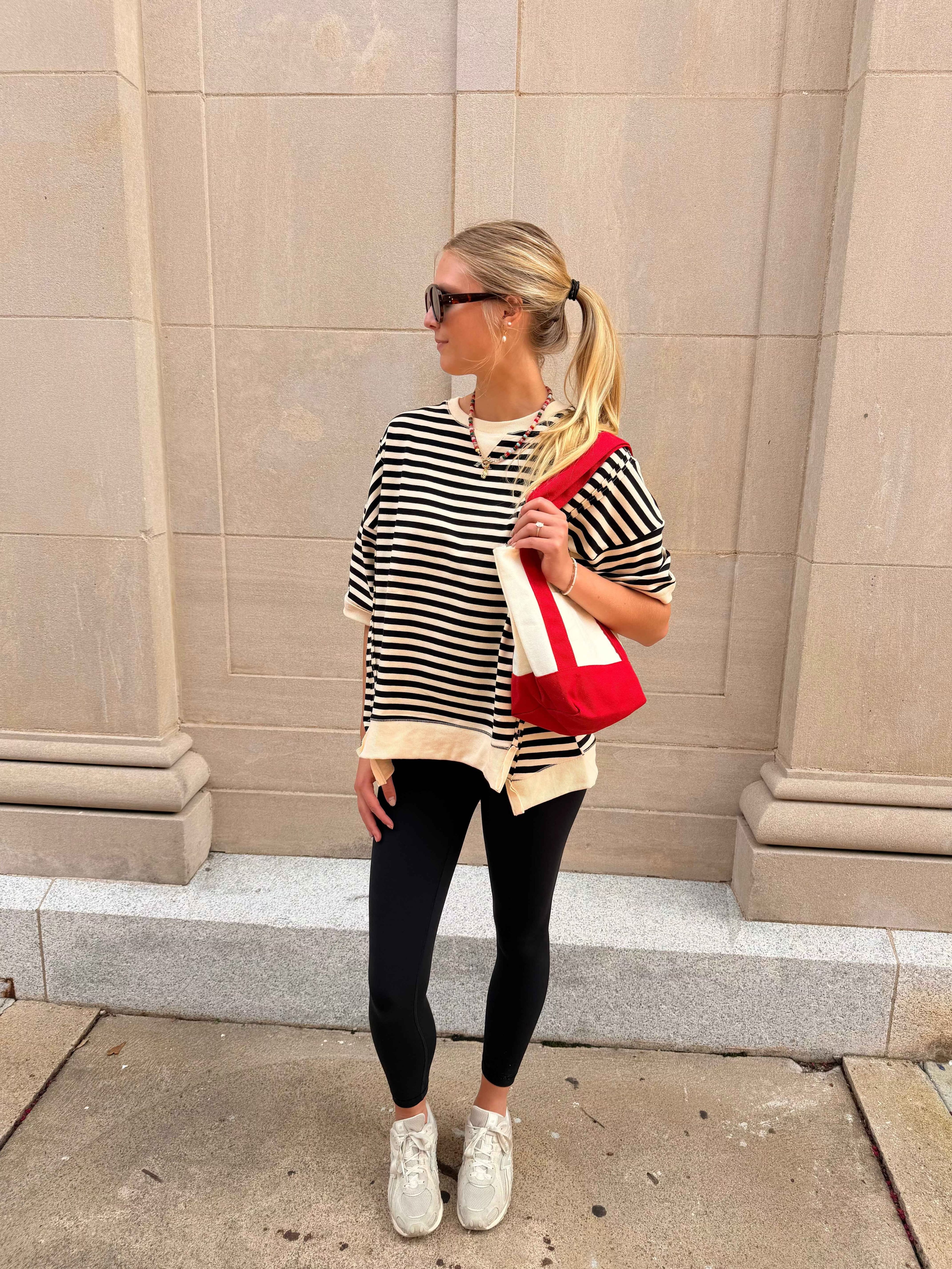 Oversized Black & Cream Stripe Top