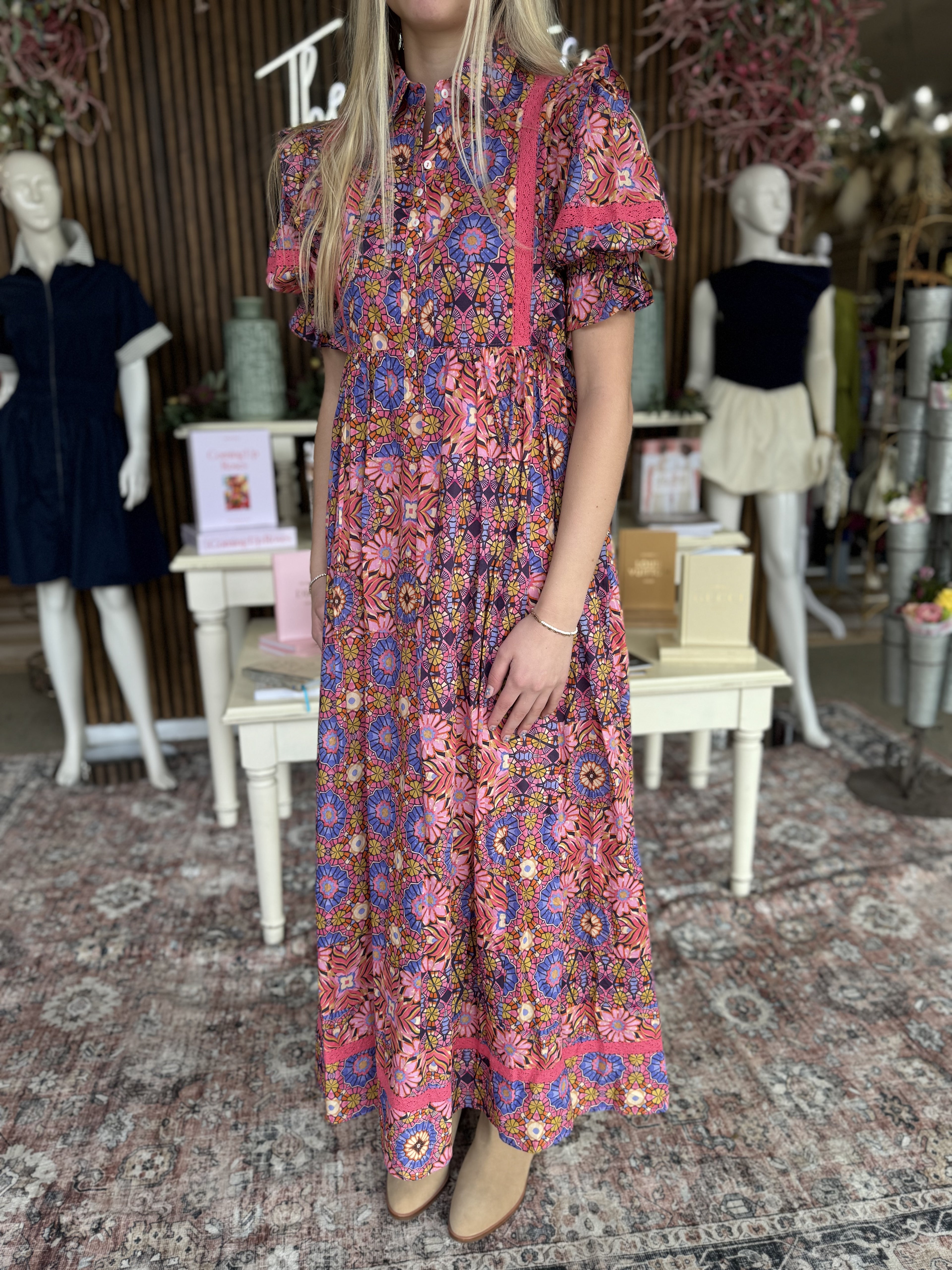 Pink Colorful Floral Maxi
