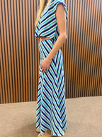 French Blue Stripe Linen Blend Skirt