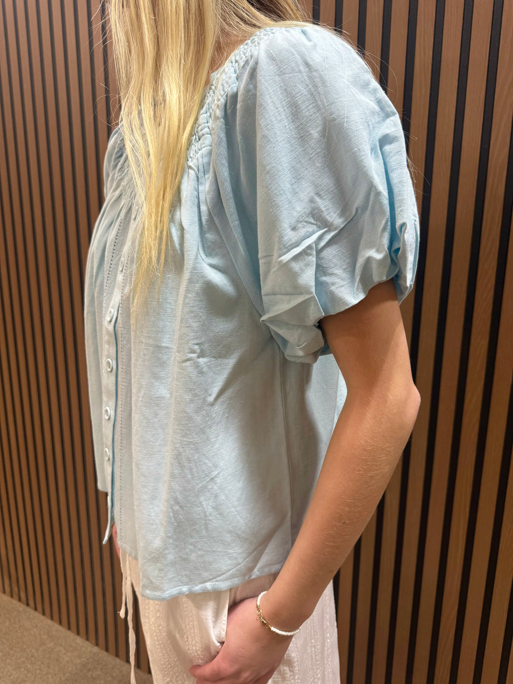 Light Blue Smock Button Front