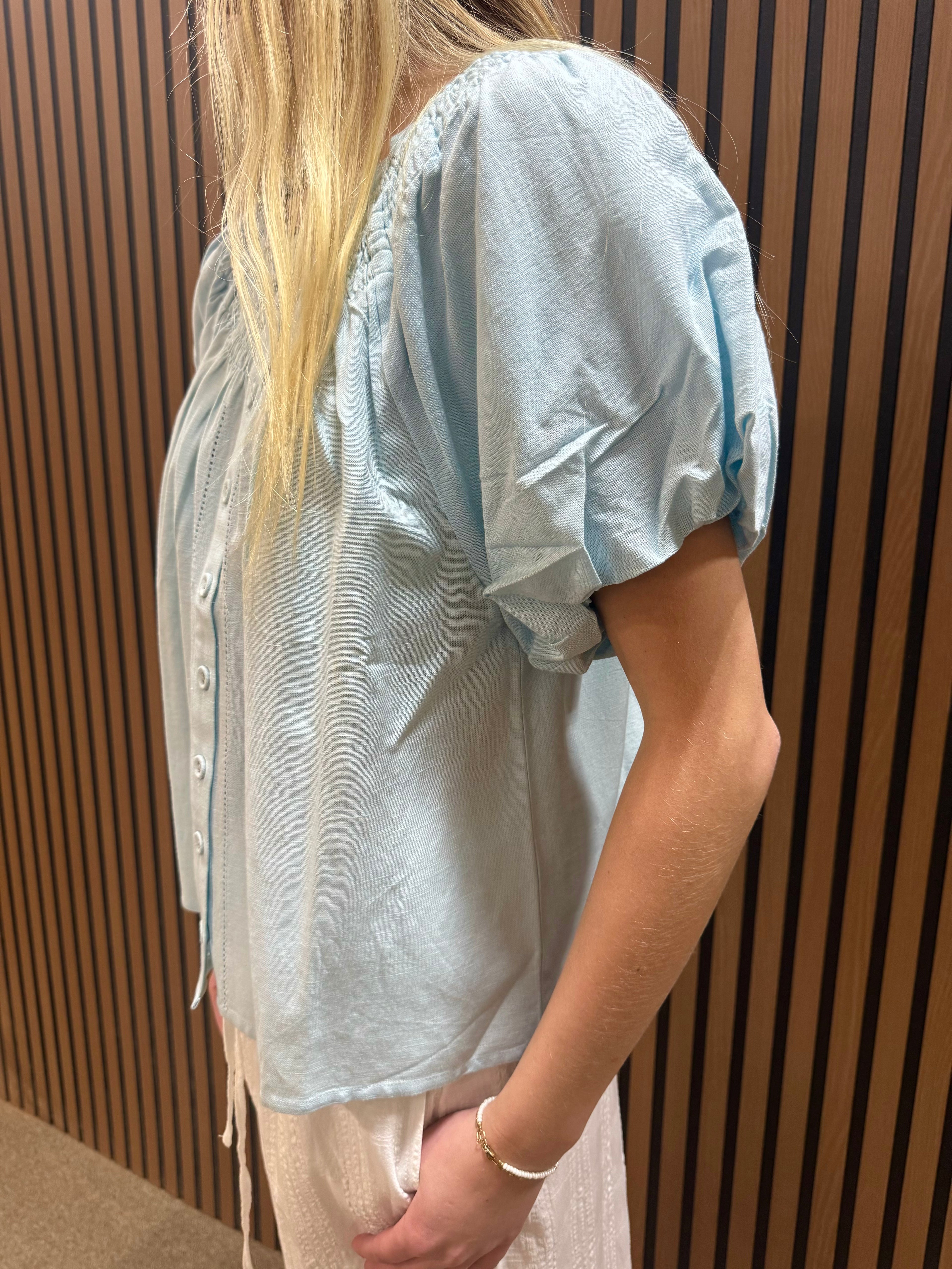 Light Blue Smock Button Front