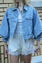 Structured Sleeve Denim Jacket