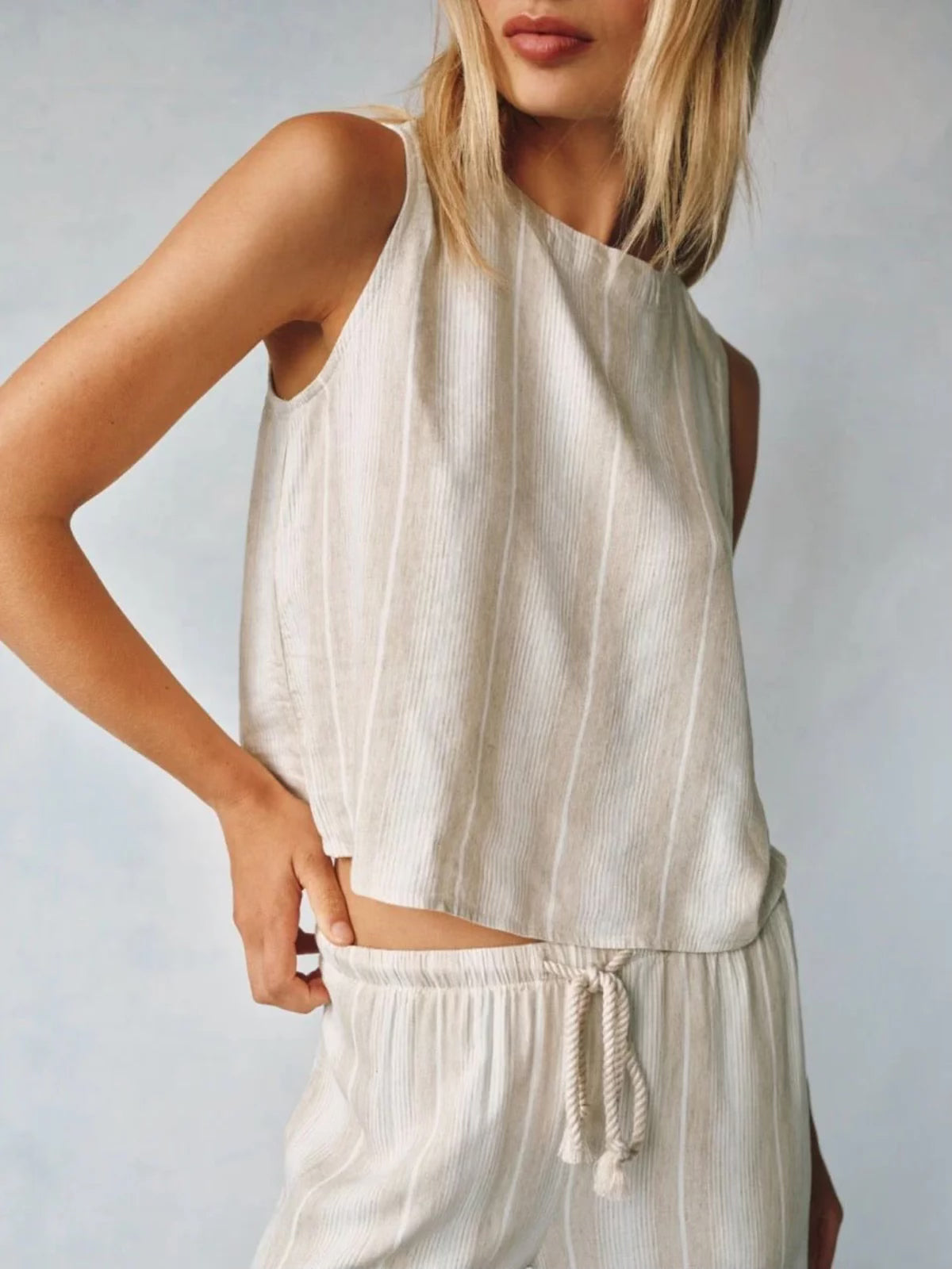 Tan Creme Sleeveless Button Back- Bella Dahl