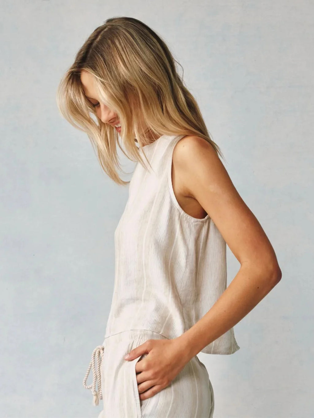 Tan Creme Sleeveless Button Back- Bella Dahl