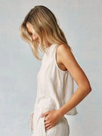 Tan Creme Sleeveless Button Back- Bella Dahl