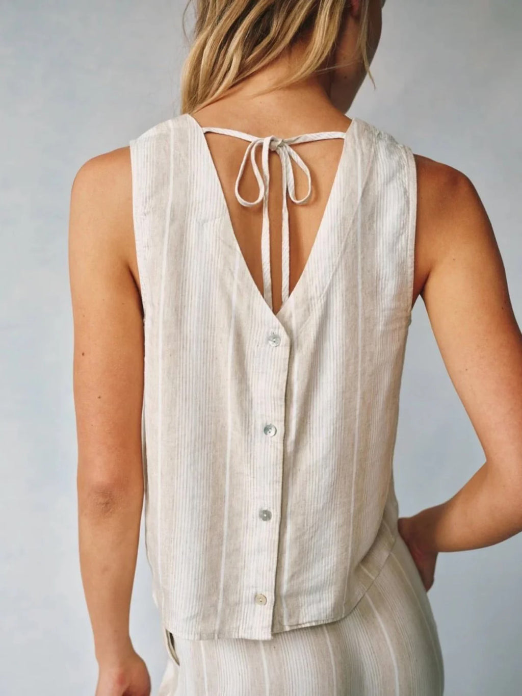 Tan Creme Sleeveless Button Back- Bella Dahl