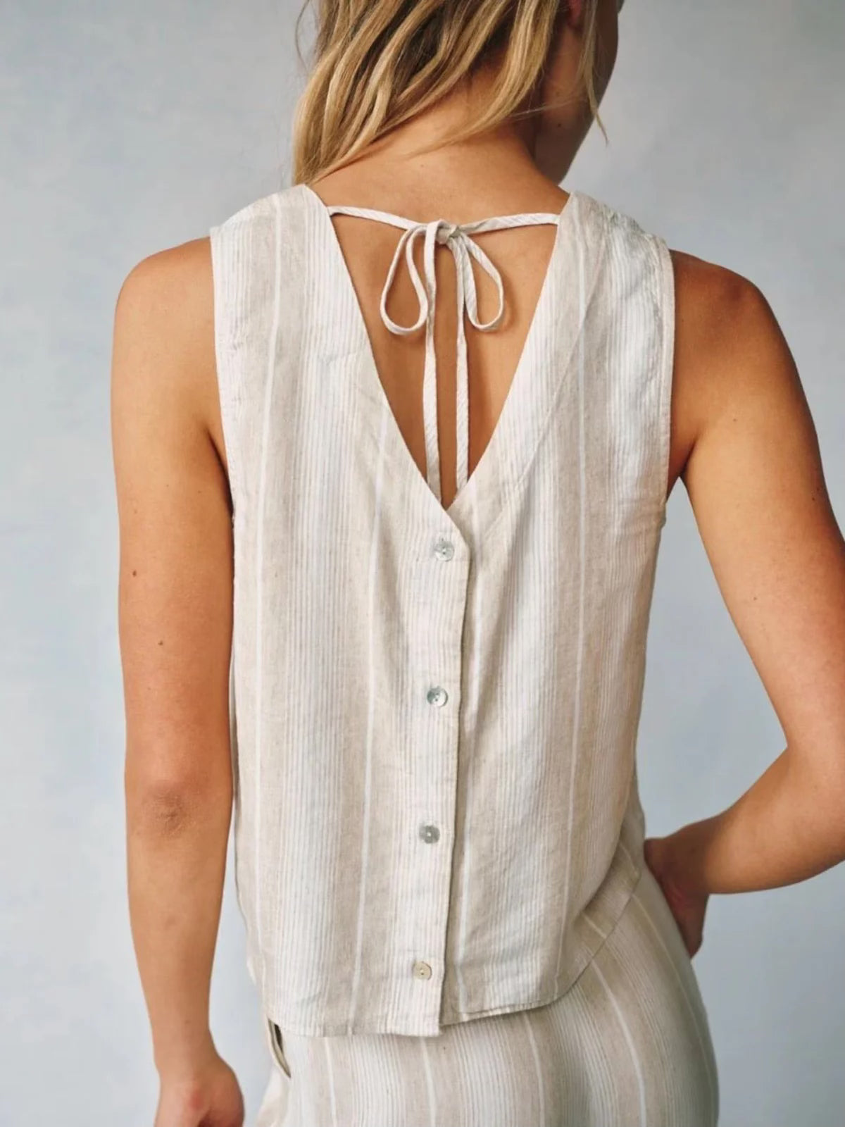 Tan Creme Sleeveless Button Back- Bella Dahl