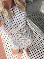 Polka Dot Boat Neck Sleeveless Dress